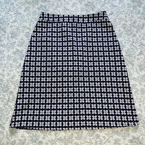DownEast Blue and White A-Line Skirt Knee-Length (1-140)